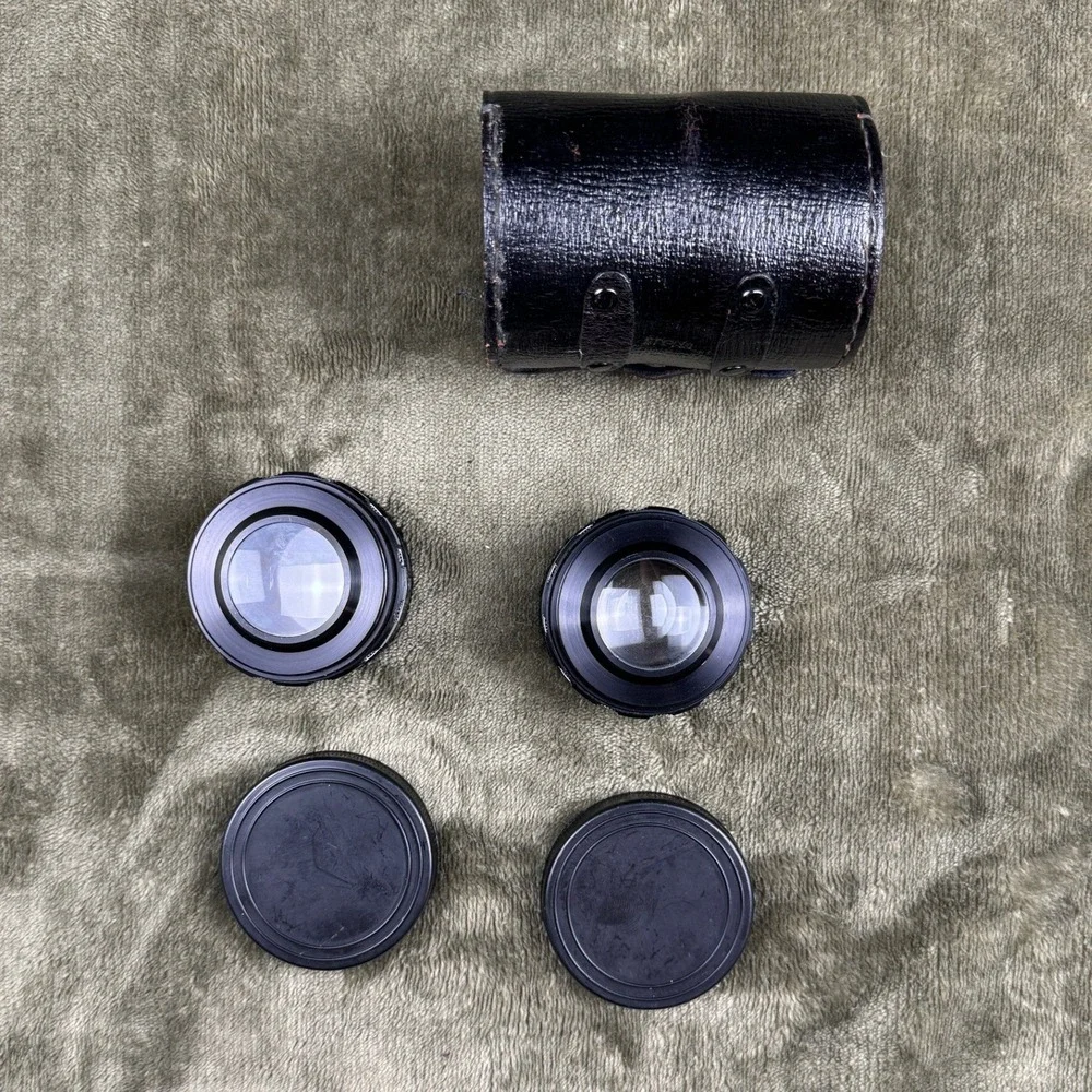Vintage Kinegon Wide Angle Telephoto Lens Set For Kowa Camera Japan Case